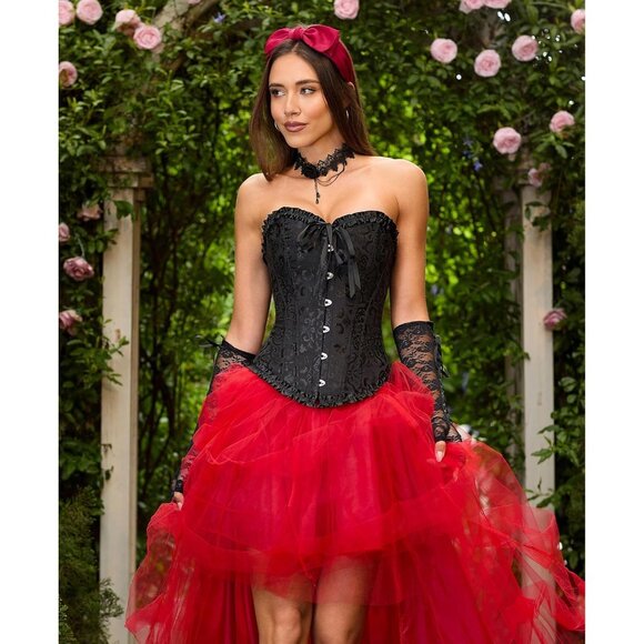 Women's Black Corset Tops Bustier Lingerie Lace Waist Push Up Bodysuit - Picture 2 of 8